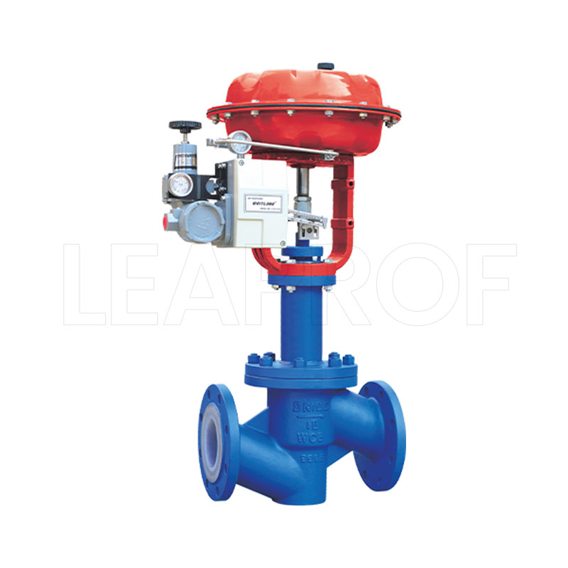 Pneumatic fluorine-lined regulating valve