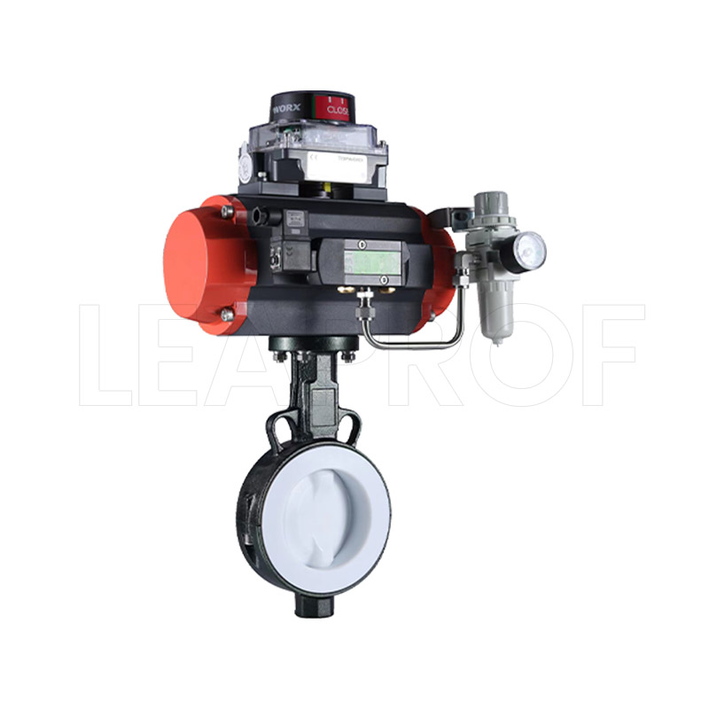 Pneumatic fluoride butterfly valve